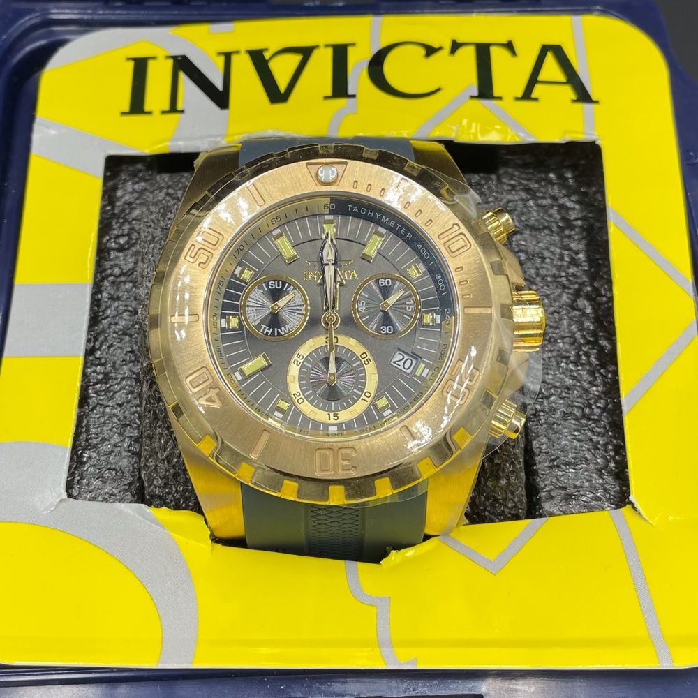Invicta Gold and Black Chronograph Watch